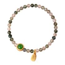 Pulseira de quartzo rutilado verde facetado para mulheres