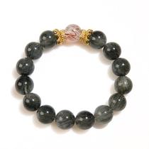 Pulseira de quartzo rutilado verde natural de 12 mm para mulheres
