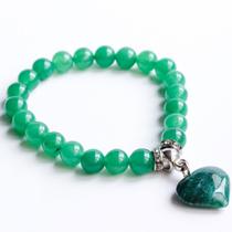 Pulseira De Quartzo Verde com Coração Pulseira De Quartzo Verde com Coração
