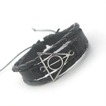 pulseira de reliquias da morte harry potter bracelete em couro preto marrom ajustável pulseira de reliquias da morte harry potter bracelete em couro preto marrom ajustável