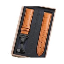 Pulseira De Relógio Ajustável Em Couro Legítimo 12-22mm Com Fecho Borboleta Em Grão De Jacaré Para