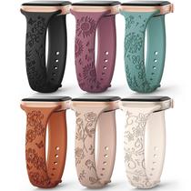 Pulseira de relógio AMSKY Slim Floral Gravada em Silicone, Pacote com 6, 40-49 mm Pulseira de relógio AMSKY Slim Floral Gravada em Silicone, Pacote com 6, 40-49 mm
