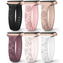 Pulseira de relógio AMSKY Slim Floral Gravada em Silicone, Pacote com 6, 40-49 mm Pulseira de relógio AMSKY Slim Floral Gravada em Silicone, Pacote com 6, 40-49 mm