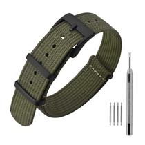 Pulseira de relógio ANNEFIT Nylon 18 mm impermeável Military Army Green