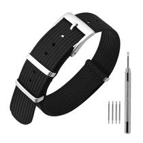 Pulseira de relógio ANNEFIT Nylon 20 mm à prova d'água com fivela prateada