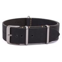Pulseira de relógio Benchmark Basics Leather Crazy Horse 24 mm cinza escuro