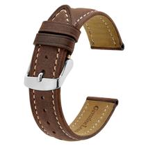Pulseira de relógio BISONSTRAP Vintage Leather 22 mm marrom com fio