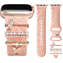 Pulseira de relógio DaQin Flower gravada com pingentes para Apple de 40 mm