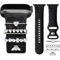 Pulseira de relógio DaQin Flower gravada com pingentes para Apple de 40 mm