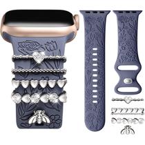 Pulseira de relógio DaQin Flower gravada com pingentes para Apple de 40 mm