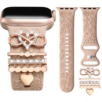 Pulseira de relógio DaQin Flower gravada com pingentes para Apple de 40 mm