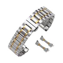 Pulseira De Relógio De Aço Inoxidável Com Extremidade Curvada, Fecho Borboleta, Pulseira Universal