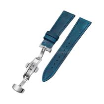 Pulseira De Relógio De Couro De Vaca Vintage Com Fecho Borboleta E Costura Para Omega Seiko 18-24mm