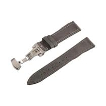 Pulseira De Relógio De Couro Vintage Marrom Com Fecho Borboleta Costurada Em Couro De Vaca Para