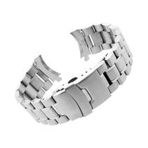 Pulseira De Relógio Em Aço Inoxidável Prata 18 20mm 22mm 24mm Com Extremidade Curvada E Fecho
