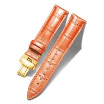Pulseira de relógio em couro BINLUN com borboleta dourada 22 mm laranja Pulseira de relógio em couro BINLUN com borboleta dourada 22 mm laranja