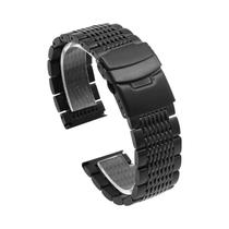 Pulseira De Relógio Em Malha De Aço Inoxidável Com Fecho De Desdobramento Sólido, Acabamento