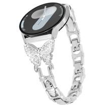Pulseira de relógio G-ficu 20 mm Butterfly Diamond Metal Silver