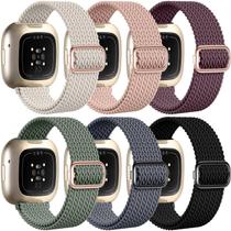 Pulseira de relógio Haveda compatível com Fitbit Sense/Sense 2/Versa 4/Fitbit Versa 3 Nylon, pacote com 6