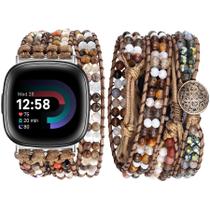 Pulseira de relógio JR.DM Boho Beaded Band feminina para Fitbit Versa 4/Versa 3/Sense 2/Sense