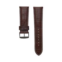 Pulseira De Relógio Masculina Em Couro Genuíno 22mm-28mm Com Fecho De Fivela Em Grão De Jacaré Para