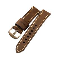 Pulseira De Relógio Masculina Estilo Vintage Feita À Mão Em Couro Preto Marrom Com Fivela Bronze