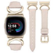 Pulseira de relógio Minyee Leather compatível com Fitbit Versa 4/3/Sense