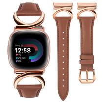 Pulseira de relógio Minyee Leather compatível com Fitbit Versa 4/3/Sense Pulseira de relógio Minyee Leather compatível com Fitbit Versa 4/3/Sense