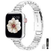 Pulseira de relógio MiOhHR Thin Metal compatível com Apple 38 mm a 42 mm