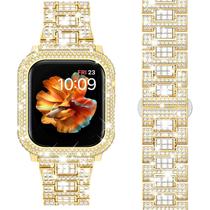 Pulseira de relógio Mosonio Bling 44 mm com caixa de metal para Apple Watch