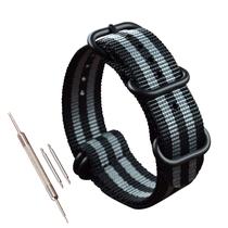 Pulseira de relógio MZBUTIQ preta/cinza de nylon 20mm para homens