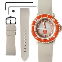 Pulseira de relógio Ocdin 22 mm de silicone para Blancpain X Swatch Apricot