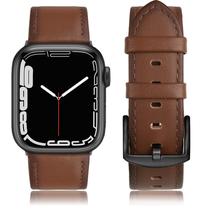 Pulseira de relógio SWEES Leather compatível com Apple 42 mm marrom