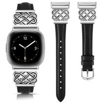 Pulseira de relógio TOYOUTHS Celtic Knot Leather Fitbit Versa 4/3/Sense