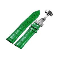 Pulseira De Relógio Unissex Em Couro Genuíno Com Padrão De Bambu 16mm-24mm Fivela Borboleta De Aço