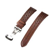 Pulseira De Relógio Unissex Vintage Com Fivela Borboleta Em Couro Genuíno Respirável 18 20 22mm