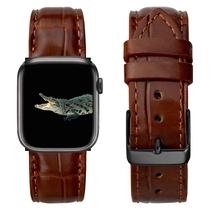 Pulseira de relógio Vinacreations em couro de crocodilo maçã marrom claro Pulseira de relógio Vinacreations em couro de crocodilo maçã marrom claro