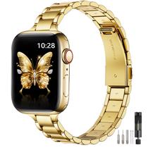 Pulseira de relógio WFEAGL Thin Metal Bands 42 mm para Apple Watch Gold