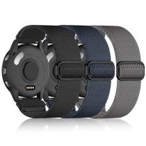 Pulseira de relógio Wizvv 18 mm, elástica de nylon, pacote com 3 unidades, compatível com Garmin