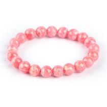 Pulseira de rodocrosita para mulheres com talão de pedra preciosa rosa de 9 mm