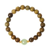 Pulseira de sândalo verde com pérola de jade Hetian de 8 mm de diâmetro