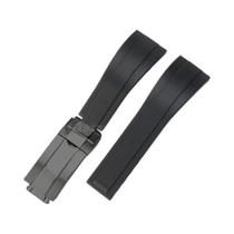 Pulseira De Silicone De 20mm Para Relógio Rolex GMT Submariner, Faixa De Borracha Convexa Com Fivela