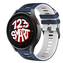 Pulseira de Silicone Esportiva p/ Galaxy Watch 5 Watch5 Pro 40mm 44mm 45mm - Azul Marinho com Branco