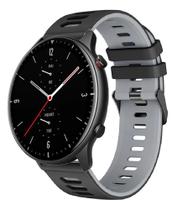 Pulseira De Silicone Esportiva Para Amazfit GTR 2 Preto com cinza - 123smart
