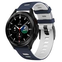 Pulseira de Silicone Esportiva Para Galaxy Watch 4/Galaxy Watch4 Classic - Azul Marinho Com Branco