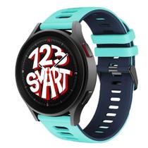 Pulseira de Silicone Esportiva para Galaxy Watch 5 Watch5 Pro - Verde Água com Azul Marinho