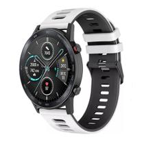 Pulseira De Silicone Esportiva Para GTR 2 / Gtr2e - Cor branco com preto Pulseira De Silicone Esportiva Para GTR 2 / Gtr2e - Cor branco com preto