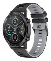 Pulseira De Silicone Esportiva Para GTR 2 / Gtr2e - Cor Preto Com Cinza