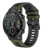 Pulseira De Silicone Esportiva Para GTR 2 / Gtr2e - Cor Verde Escuro Com Preto Pulseira De Silicone Esportiva Para GTR 2 / Gtr2e - Cor Verde Escuro Com Preto