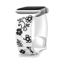 Pulseira De Silicone Gravada De 42mm 46mm Para Apple Watch Série 10 9 8 7 SE 6 5 4 3 Ultra2/3